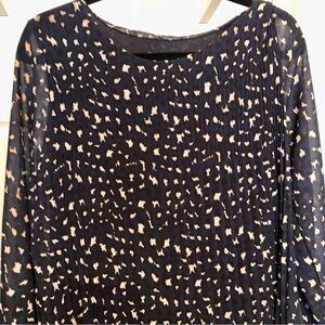 Pistache Navy Blue Leopard Print Women's Long sleeve dress Size 12